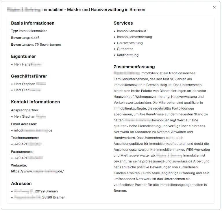 Detailansicht Interface